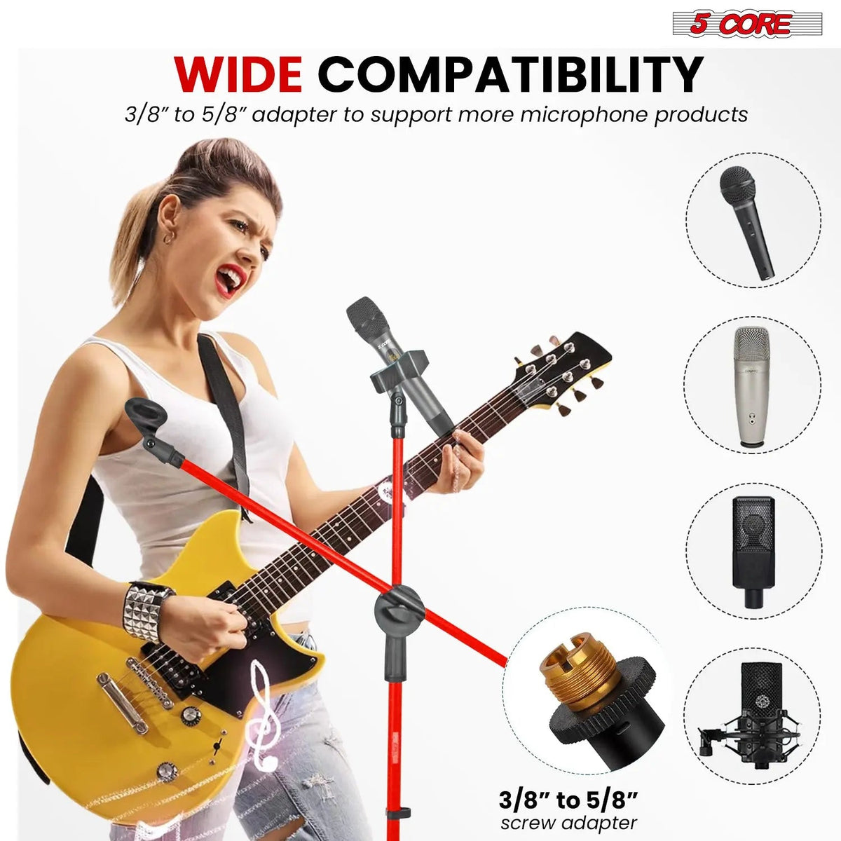 5 Core Mic Stand Floor Height Adjustable Tripod Microphone Stands w Extending Telescoping Boom Arm - HONORABLE VETERANS SOLUTIONS