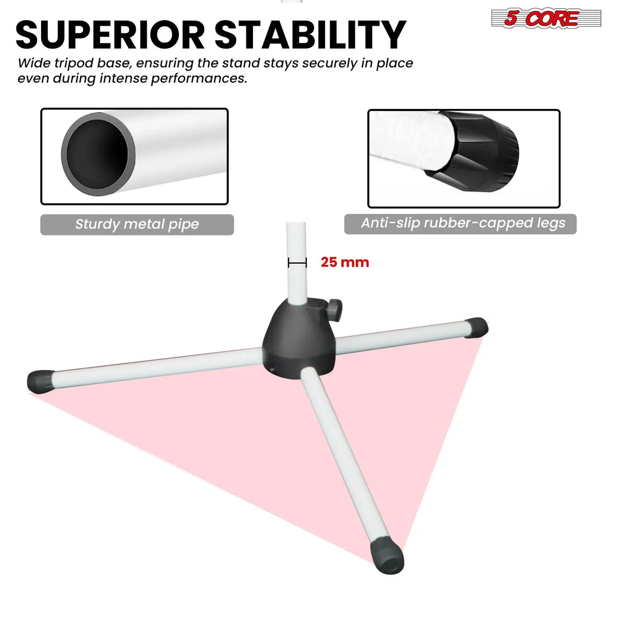5 Core Mic Stand Floor Height Adjustable Tripod Microphone Stands w Extending Telescoping Boom Arm - HONORABLE VETERANS SOLUTIONS