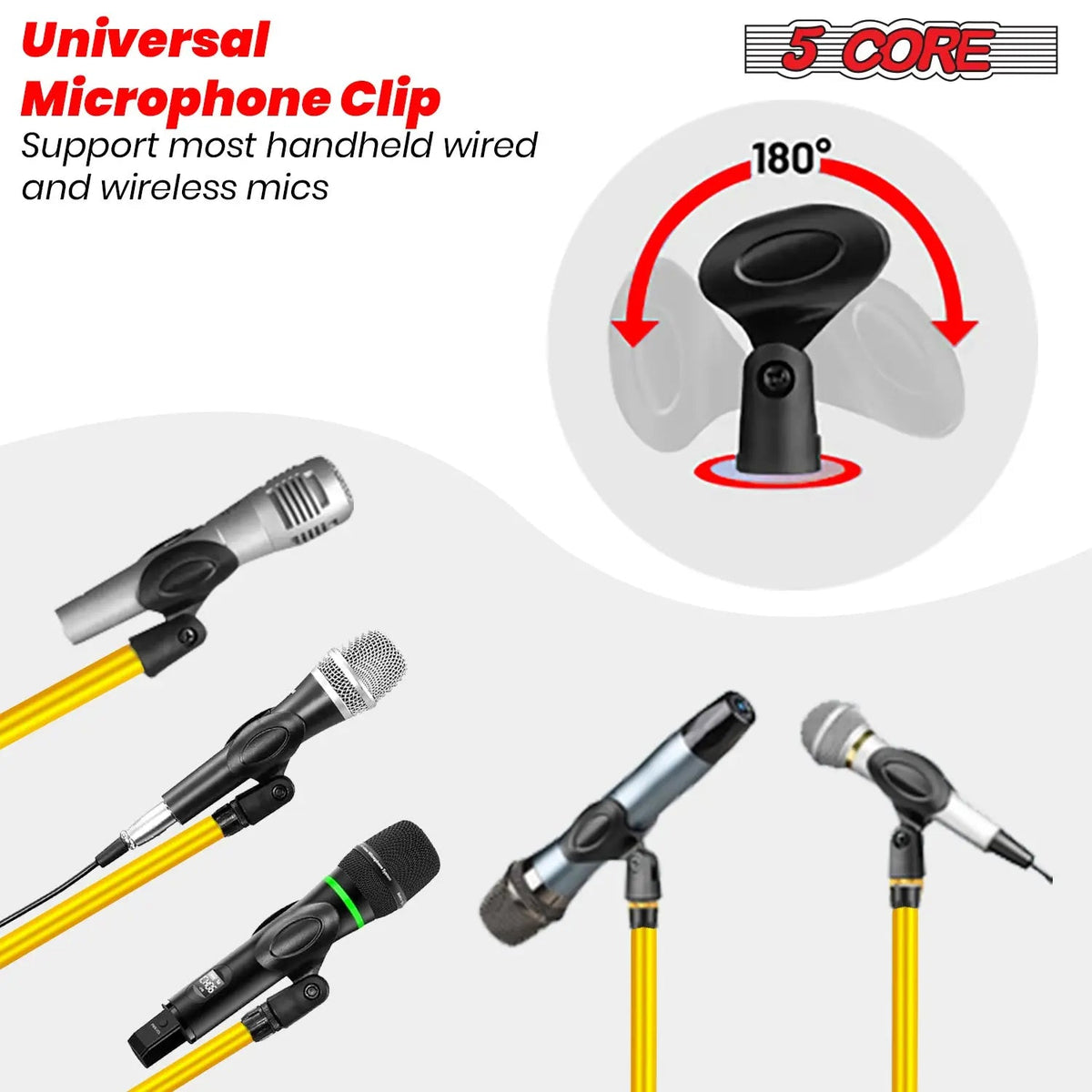 5 Core Mic Stand Floor Pair Adjustable 72" Tripod Microphone Stands w Telescoping Boom Arm - HONORABLE VETERANS SOLUTIONS