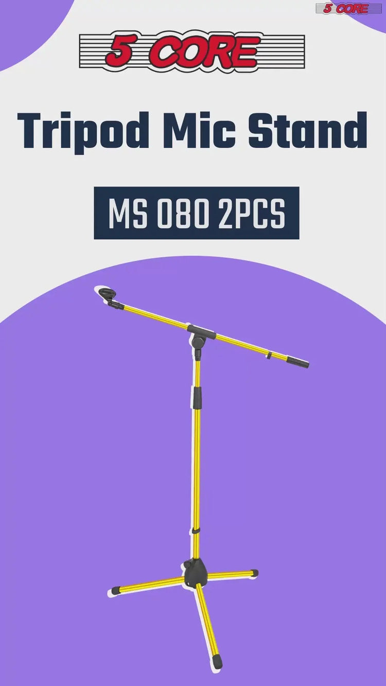 5 Core Mic Stand Floor Pair Adjustable 72" Tripod Microphone Stands w Telescoping Boom Arm - HONORABLE VETERANS SOLUTIONS