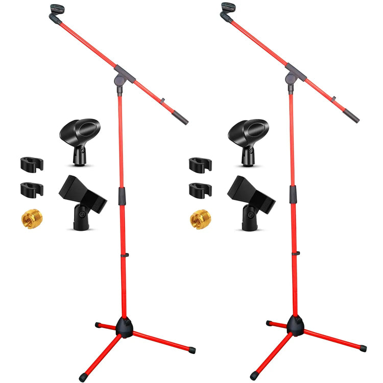 5 Core Mic Stand Floor Pair Adjustable 72" Tripod Microphone Stands w Telescoping Boom Arm - HONORABLE VETERANS SOLUTIONS