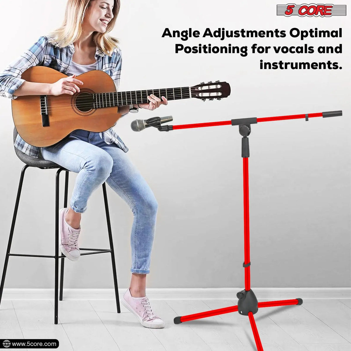 5 Core Mic Stand Floor Pair Adjustable 72" Tripod Microphone Stands w Telescoping Boom Arm - HONORABLE VETERANS SOLUTIONS