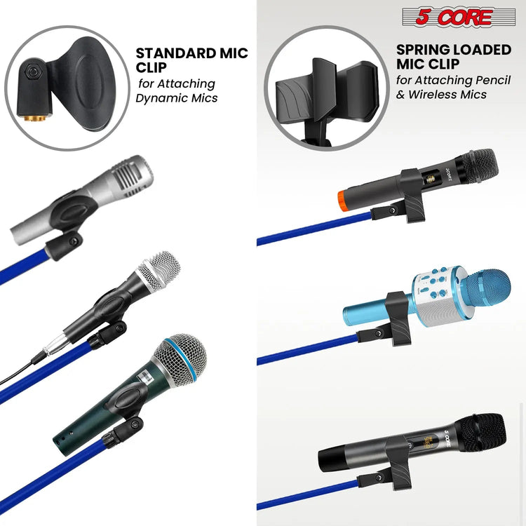 5 Core Mic Stand Floor Pair Adjustable 72" Tripod Microphone Stands w Telescoping Boom Arm - HONORABLE VETERANS SOLUTIONS