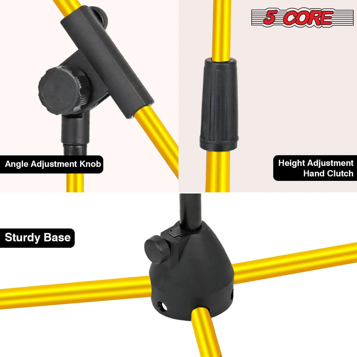 5 Core Mic Stand Floor Pair Adjustable 72" Tripod Microphone Stands w Telescoping Boom Arm - HONORABLE VETERANS SOLUTIONS
