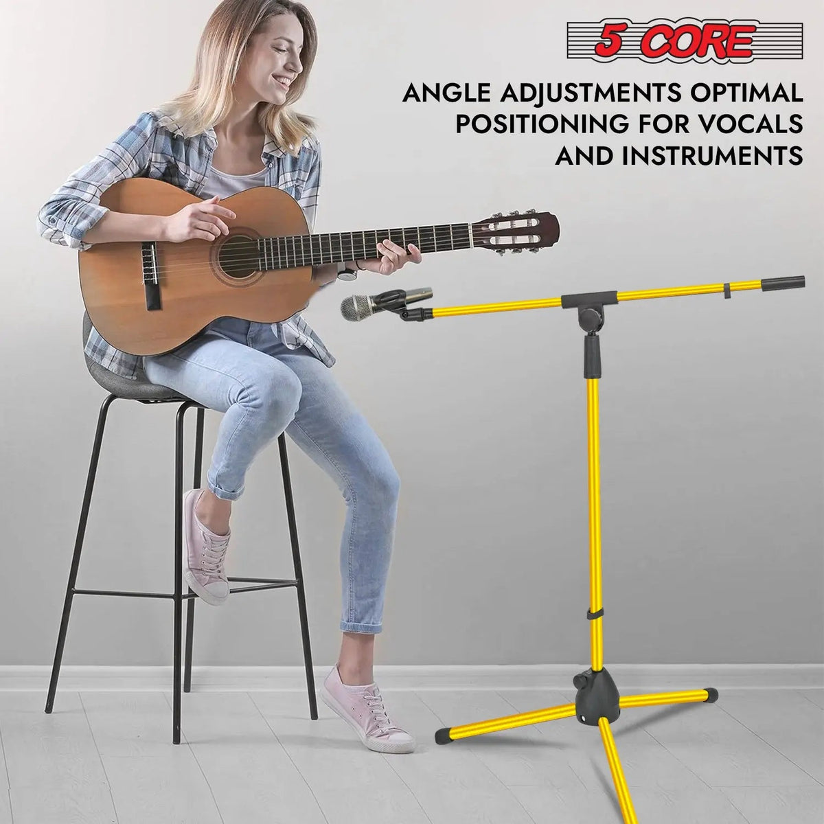 5 Core Mic Stand Floor Pair Adjustable 72" Tripod Microphone Stands w Telescoping Boom Arm - HONORABLE VETERANS SOLUTIONS