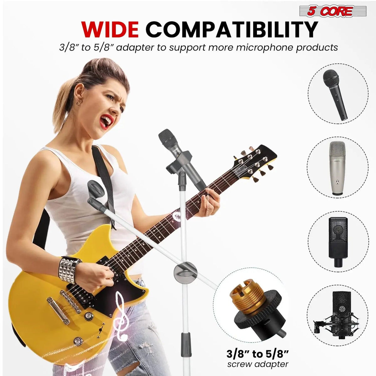 5 Core Mic Stand Set 2 Pack Adjustable Tripod Floor Microphone Stands with Extendable Boom Arm - HONORABLE VETERANS SOLUTIONS