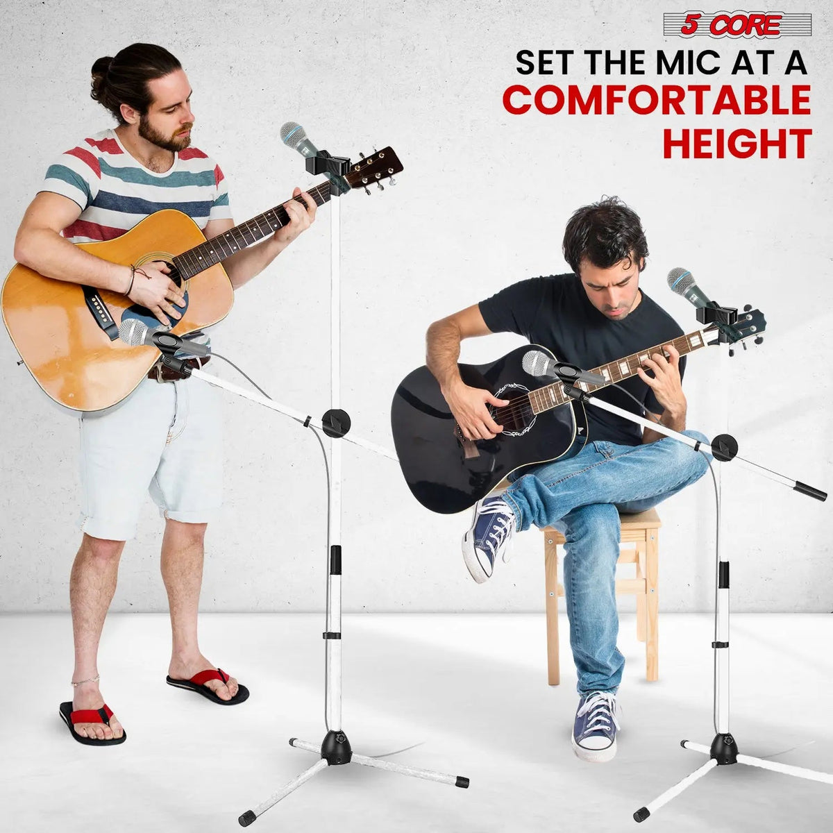 5 Core Mic Stand Set 2 Pack Adjustable Tripod Floor Microphone Stands with Extendable Boom Arm - HONORABLE VETERANS SOLUTIONS