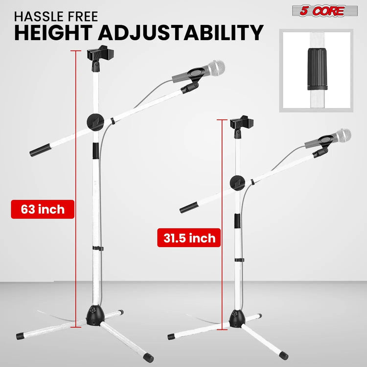 5 Core Mic Stand Set 2 Pack Adjustable Tripod Floor Microphone Stands with Extendable Boom Arm - HONORABLE VETERANS SOLUTIONS