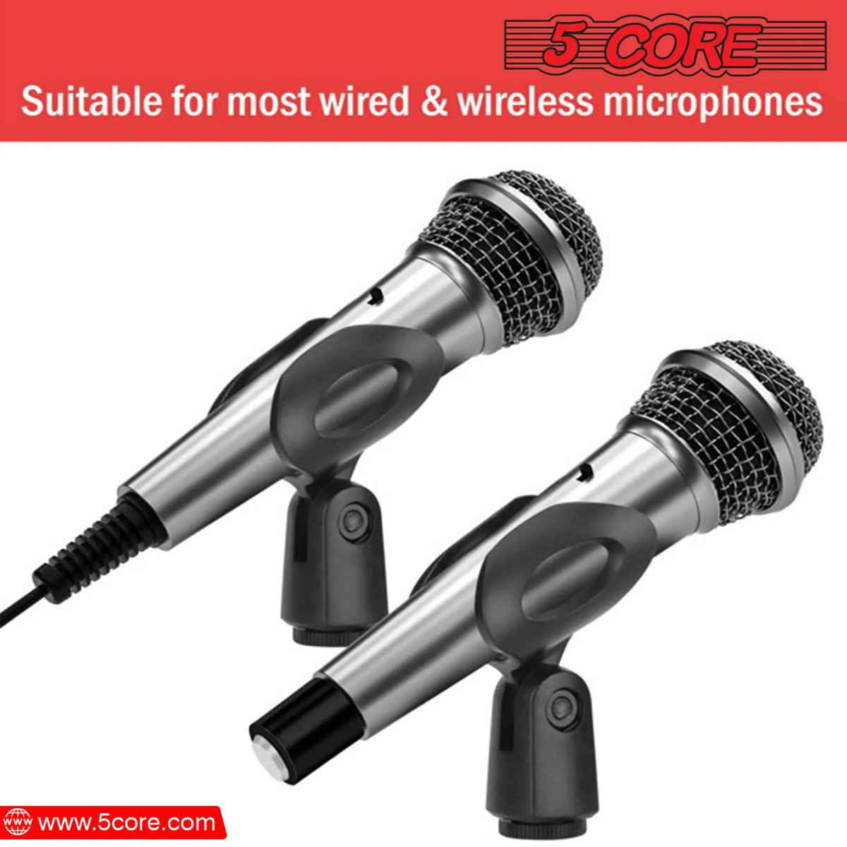 5 Core Microphone Clip Holder 4 Pieces with Screw Adapters 5/8 to 3/8 Inch - HONORABLE VETERANS SOLUTIONS