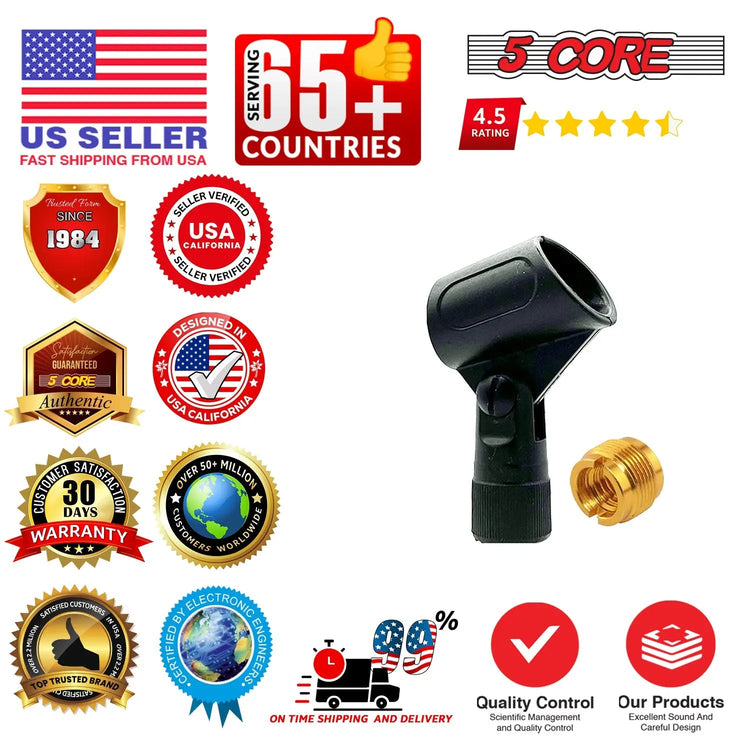 5 Core Microphone Clip Holder 6 Pieces with Screw Adapters 5/8 to 3/8 Inch - HONORABLE VETERANS SOLUTIONS