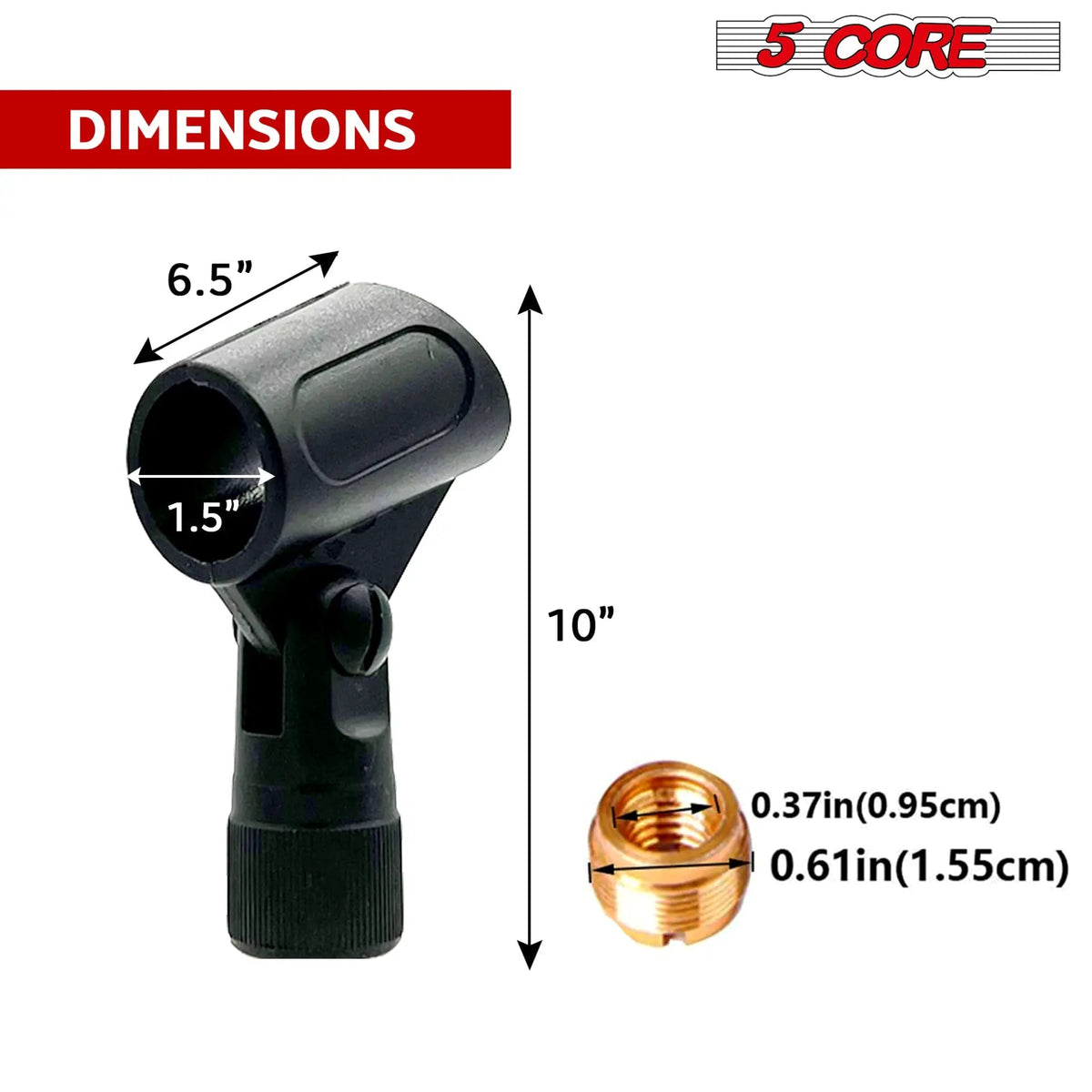 5 Core Microphone Clip Holder 6 Pieces with Screw Adapters 5/8 to 3/8 Inch - HONORABLE VETERANS SOLUTIONS