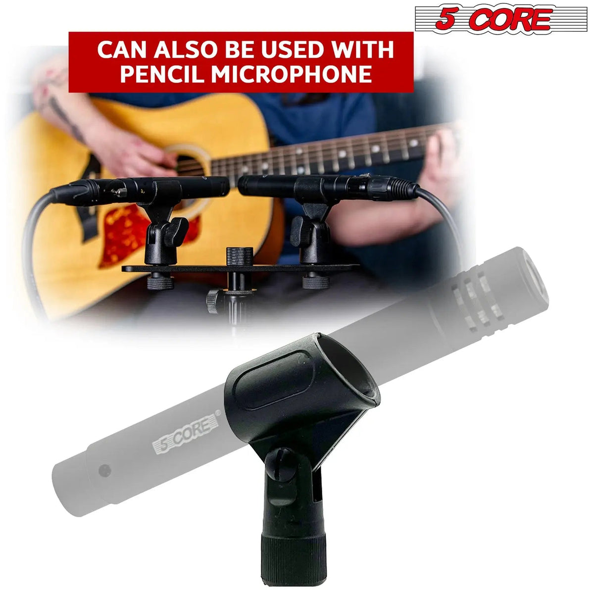 5 Core Microphone Clip Holder 6 Pieces with Screw Adapters 5/8 to 3/8 Inch - HONORABLE VETERANS SOLUTIONS