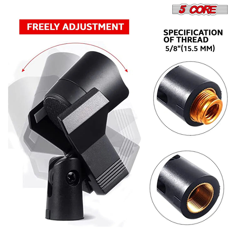 5 Core Microphone Clip Holder 6 Pieces with Screw Adapters 5/8 to 3/8 Inch - HONORABLE VETERANS SOLUTIONS