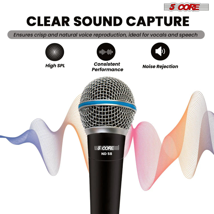 5 Core Microphone Professional Dynamic Mic Karaoke Singing XLR Wired Micrófono - HONORABLE VETERANS SOLUTIONS