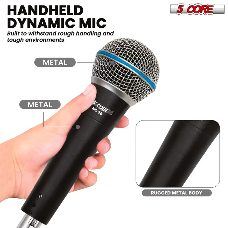 5 Core Microphone Professional Dynamic Mic Karaoke Singing XLR Wired Micrófono - HONORABLE VETERANS SOLUTIONS
