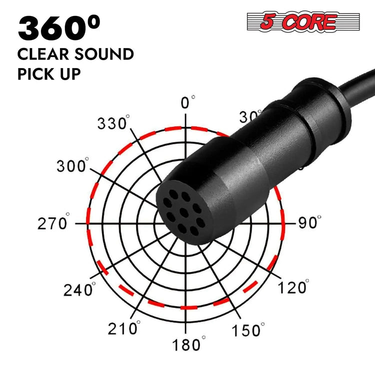 5 Core Microphone Professional Lavalier Mic Wearable Omnidirectional Condenser 3.5mm Body Microfono - HONORABLE VETERANS SOLUTIONS