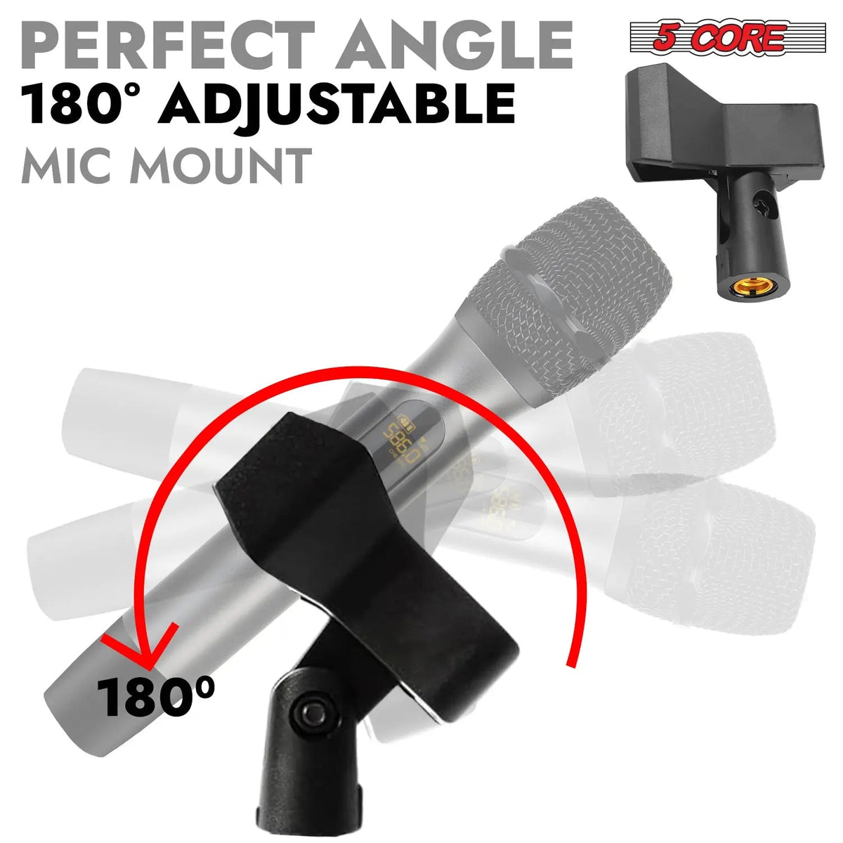 5 Core Microphone Stand 3 Level Height Adjustable 24-67" w Heavy Duty Round Base Floor Mic Stands - HONORABLE VETERANS SOLUTIONS