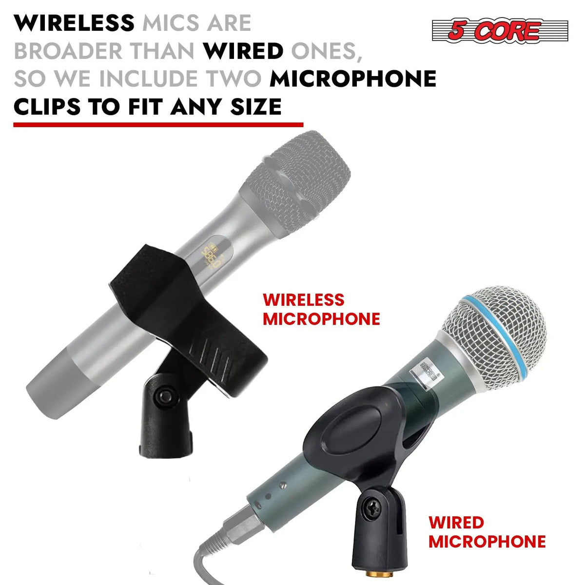 5 Core Microphone Stand 3 Level Height Adjustable 24-67" w Heavy Duty Round Base Floor Mic Stands - HONORABLE VETERANS SOLUTIONS