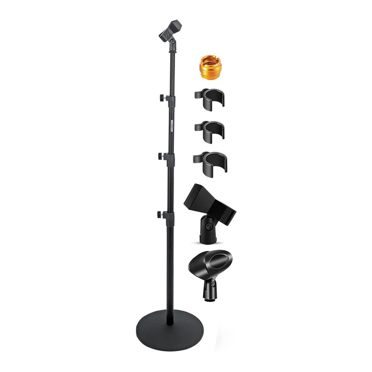 5 Core Microphone Stand 3 Level Height Adjustable 24-67" w Heavy Duty Round Base Floor Mic Stands - HONORABLE VETERANS SOLUTIONS