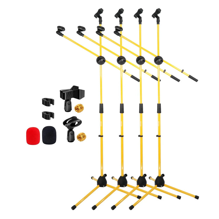 5 Core Microphone Stand Floor 4Pc w Mic Clips Universal Height Adjustable Tripod Stands w Boom Arm - HONORABLE VETERANS SOLUTIONS