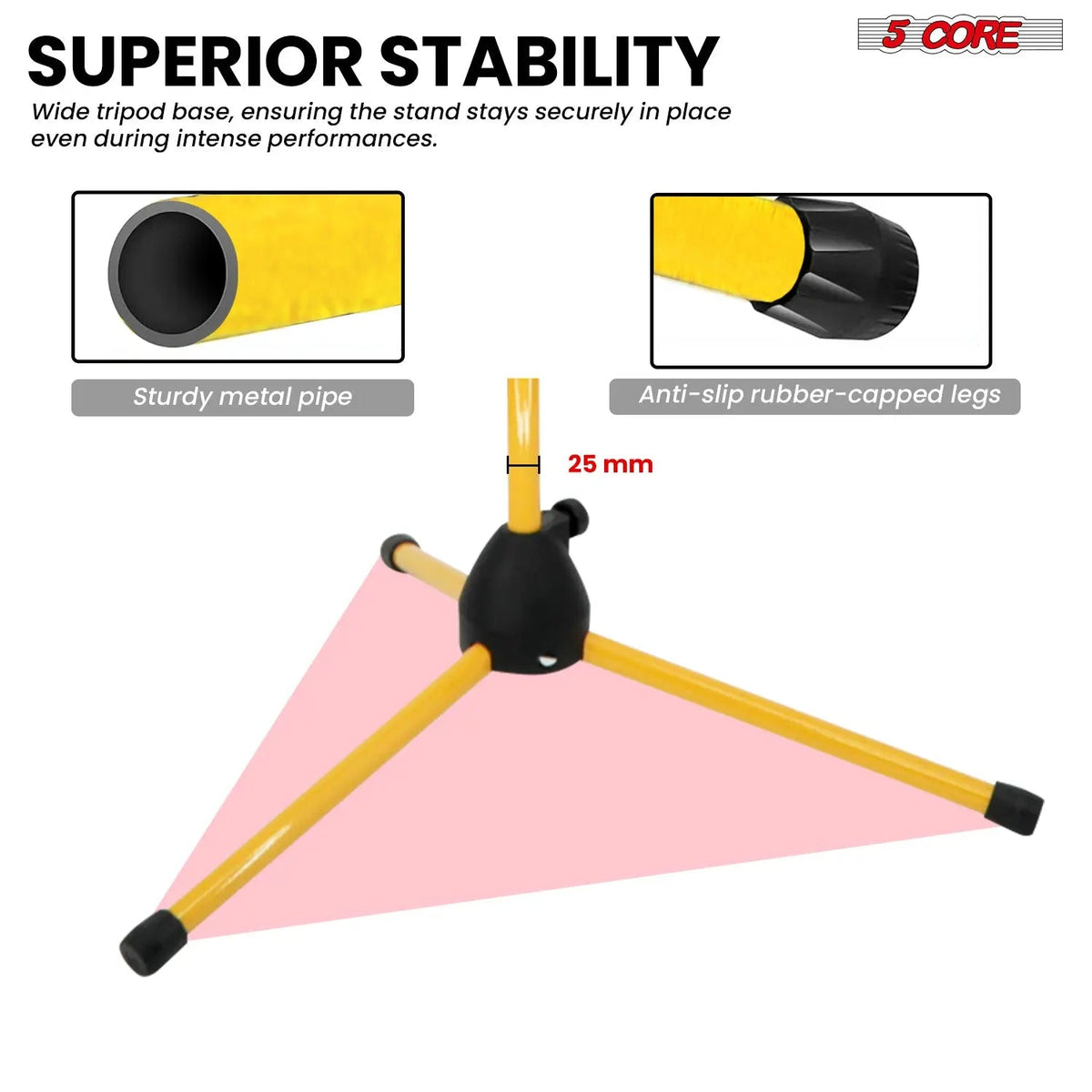 5 Core Microphone Stand Floor 4Pc w Mic Clips Universal Height Adjustable Tripod Stands w Boom Arm - HONORABLE VETERANS SOLUTIONS