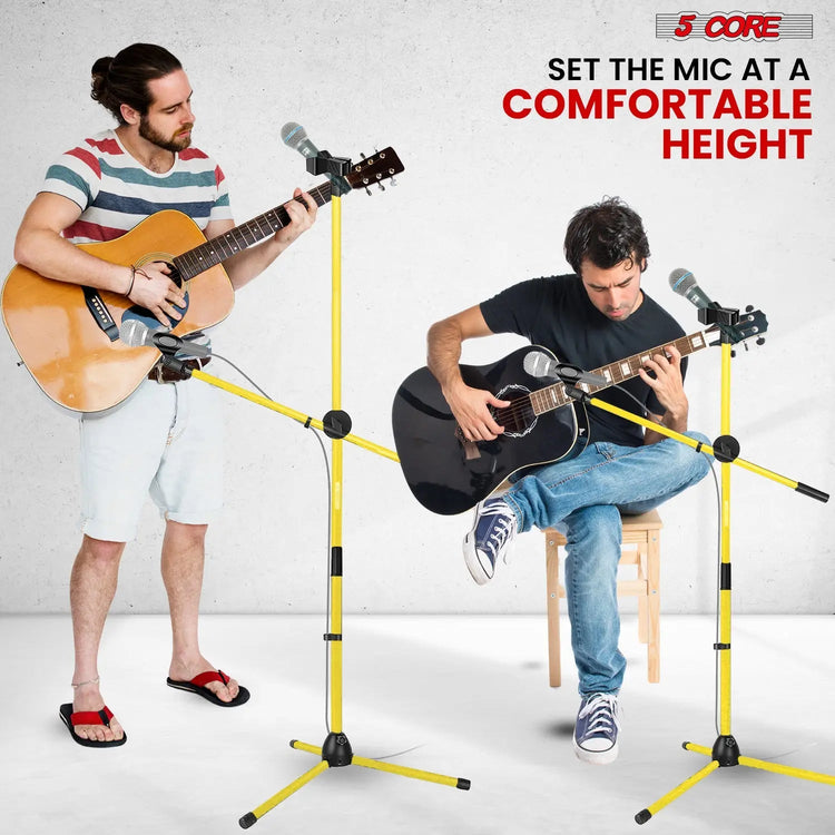 5 Core Microphone Stand Floor 4Pc w Mic Clips Universal Height Adjustable Tripod Stands w Boom Arm - HONORABLE VETERANS SOLUTIONS
