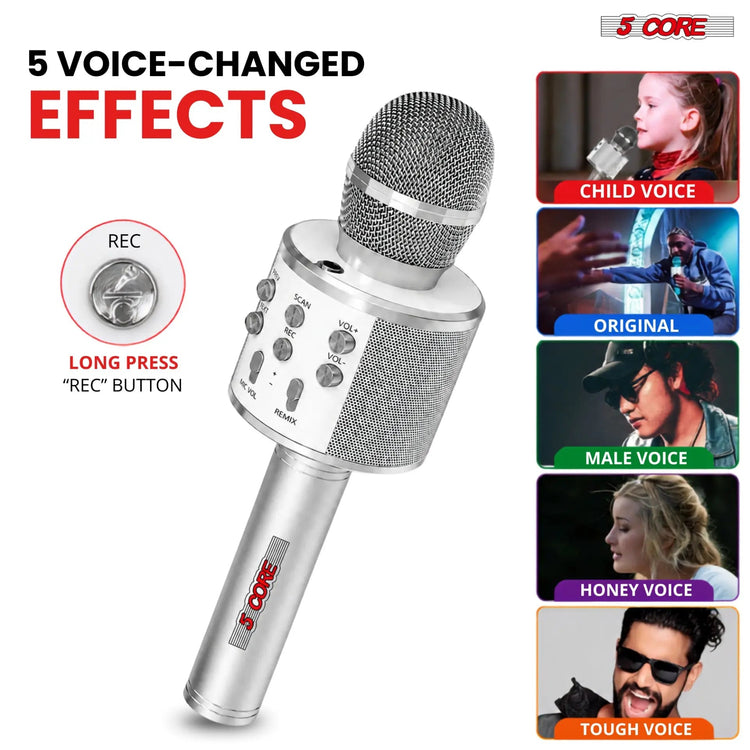 5 Core Microphone Wireless Karaoke Mic With Speaker 3 in 1 Portable Bluetooth Microfono Inalambrico - HONORABLE VETERANS SOLUTIONS