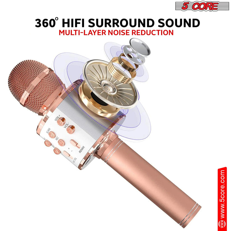 5 Core Microphone Wireless Karaoke Mic With Speaker 3 in 1 Portable Bluetooth Microfono Inalambrico - HONORABLE VETERANS SOLUTIONS