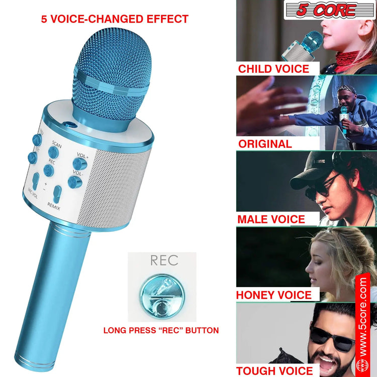 5 Core Microphone Wireless Karaoke Mic With Speaker 3 in 1 Portable Bluetooth Microfono Inalambrico - HONORABLE VETERANS SOLUTIONS
