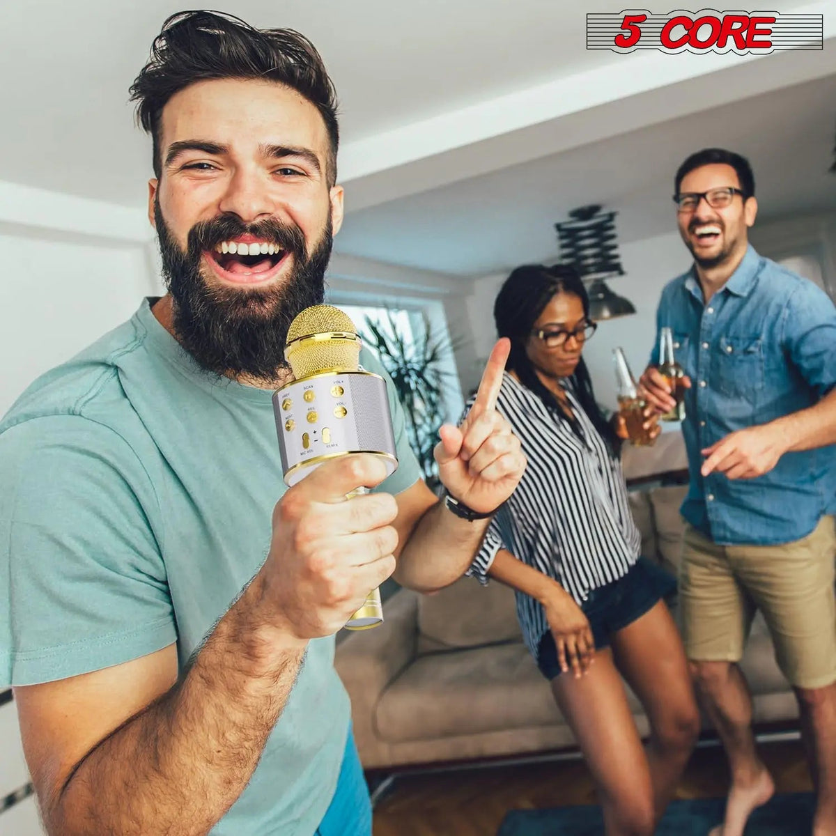 5 Core Microphone Wireless Karaoke Mic With Speaker 3 in 1 Portable Bluetooth Microfono Inalambrico - HONORABLE VETERANS SOLUTIONS