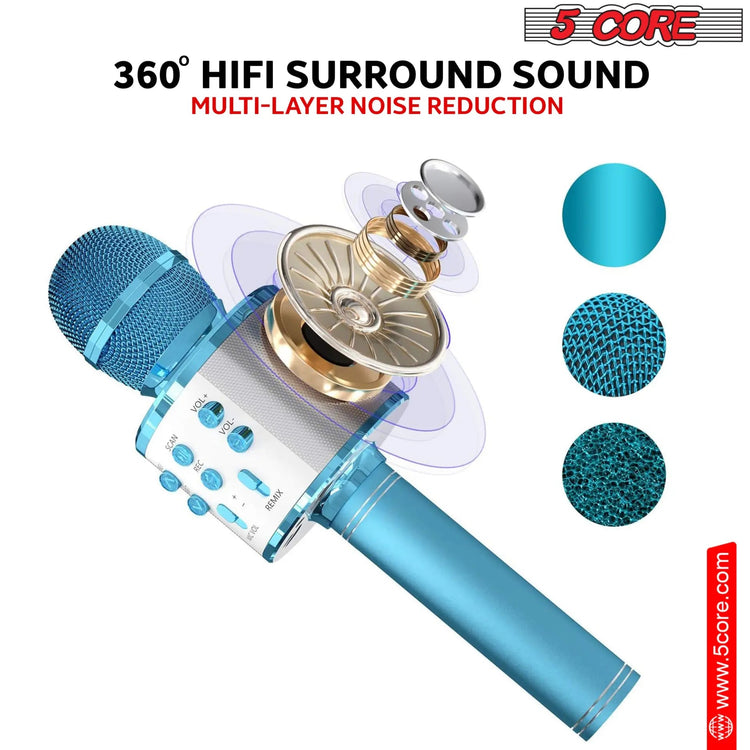 5 Core Microphone Wireless Karaoke Mic With Speaker 3 in 1 Portable Bluetooth Microfono Inalambrico - HONORABLE VETERANS SOLUTIONS