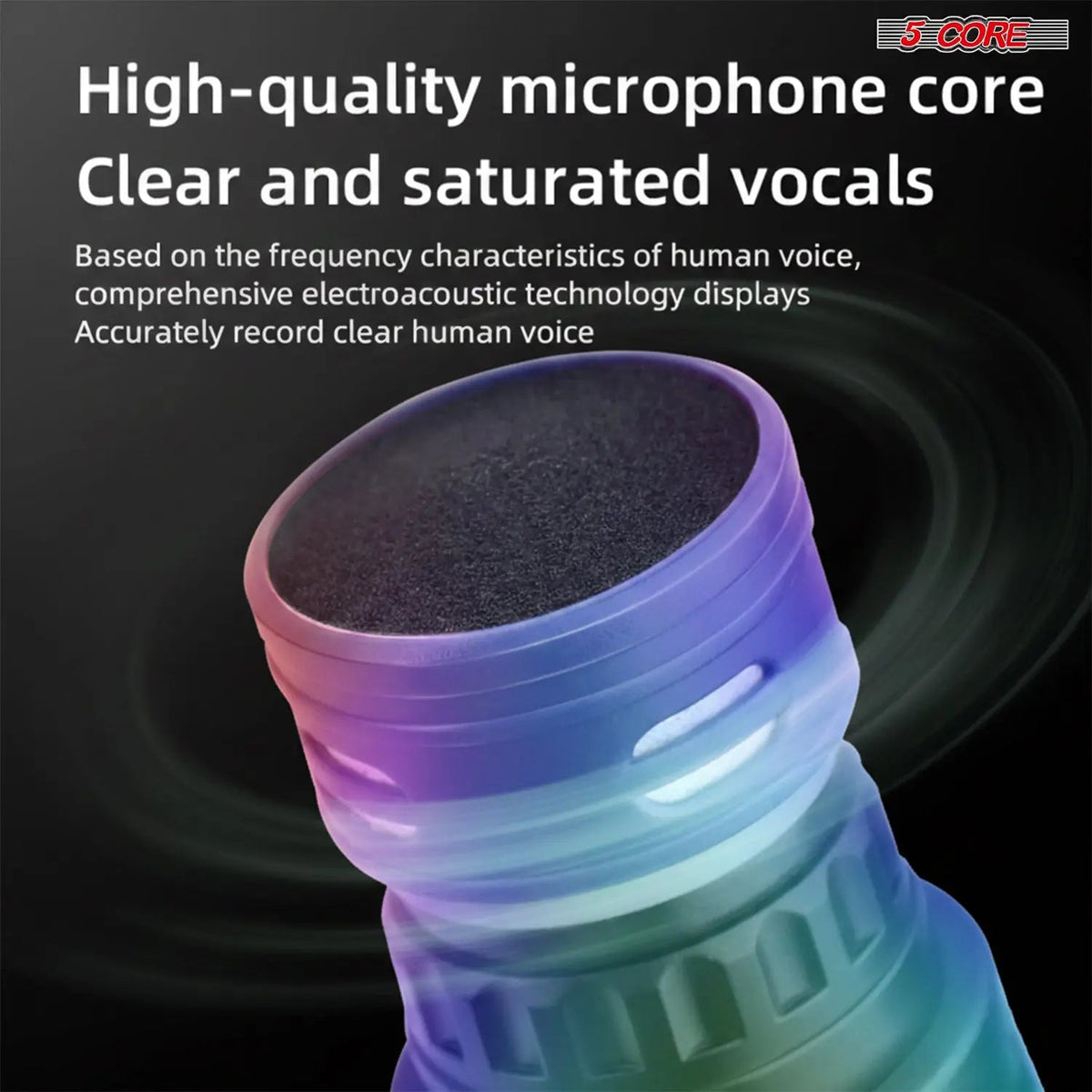5 Core Microphone Wireless Karaoke Singing Mic Rechargeable Microfonos Inalambricos w RGB Lights - HONORABLE VETERANS SOLUTIONS