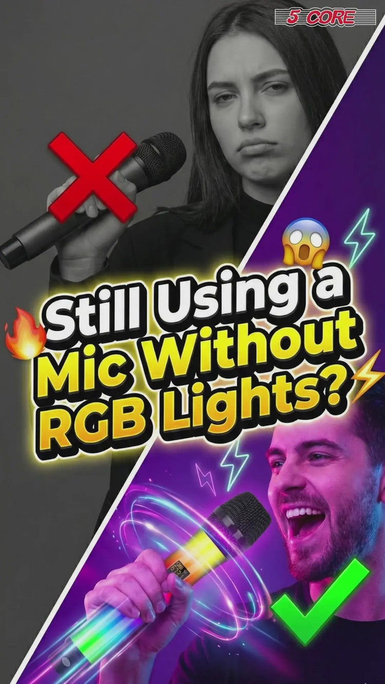 5 Core Microphone Wireless Karaoke Singing Mic Rechargeable Microfonos Inalambricos w RGB Lights - HONORABLE VETERANS SOLUTIONS
