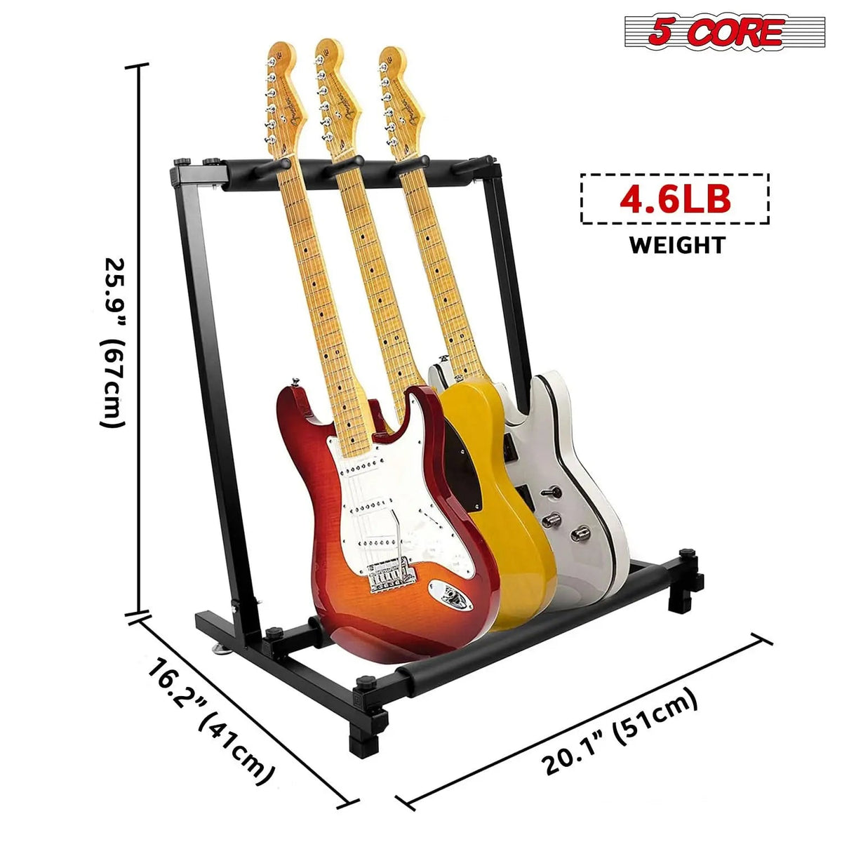 5 Core Multi Guitar Rack Stand Floor 3 Slot Adjustable Flying V Guitars Holder - HONORABLE VETERANS SOLUTIONS