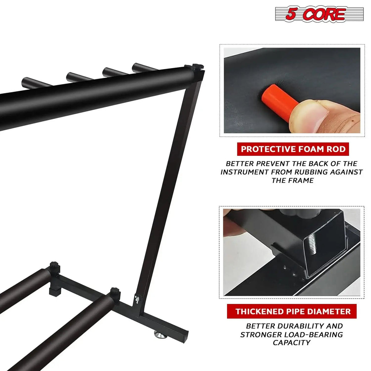 5 Core Multi Guitar Rack Stand Floor 3 Slot Adjustable Flying V Guitars Holder - HONORABLE VETERANS SOLUTIONS
