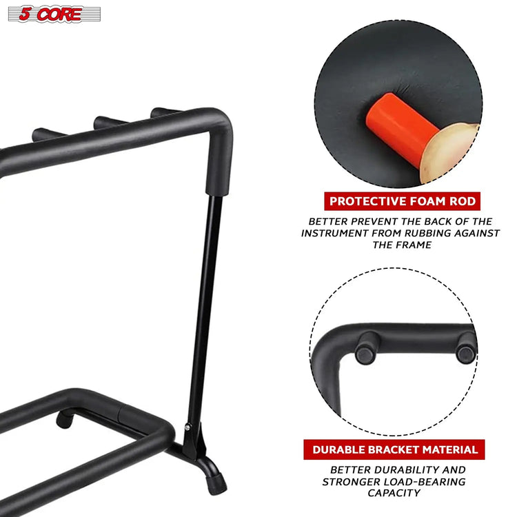 5 Core Multi Guitar Rack Stand Floor 3 Slot Adjustable Flying V Guitars Holder - HONORABLE VETERANS SOLUTIONS