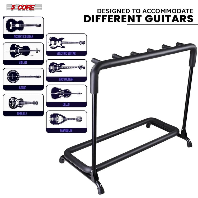 5 Core Multi Guitar Rack Stand Floor 5 Slot Adjustable Flying V Guitars Holder - HONORABLE VETERANS SOLUTIONS