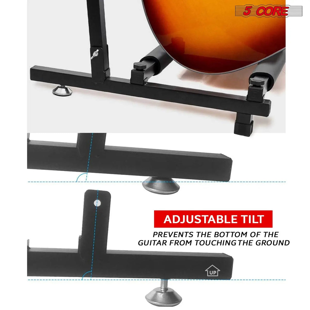 5 Core Multi Guitar Rack Stand Floor 5 Slot Adjustable Flying V Guitars Holder - HONORABLE VETERANS SOLUTIONS