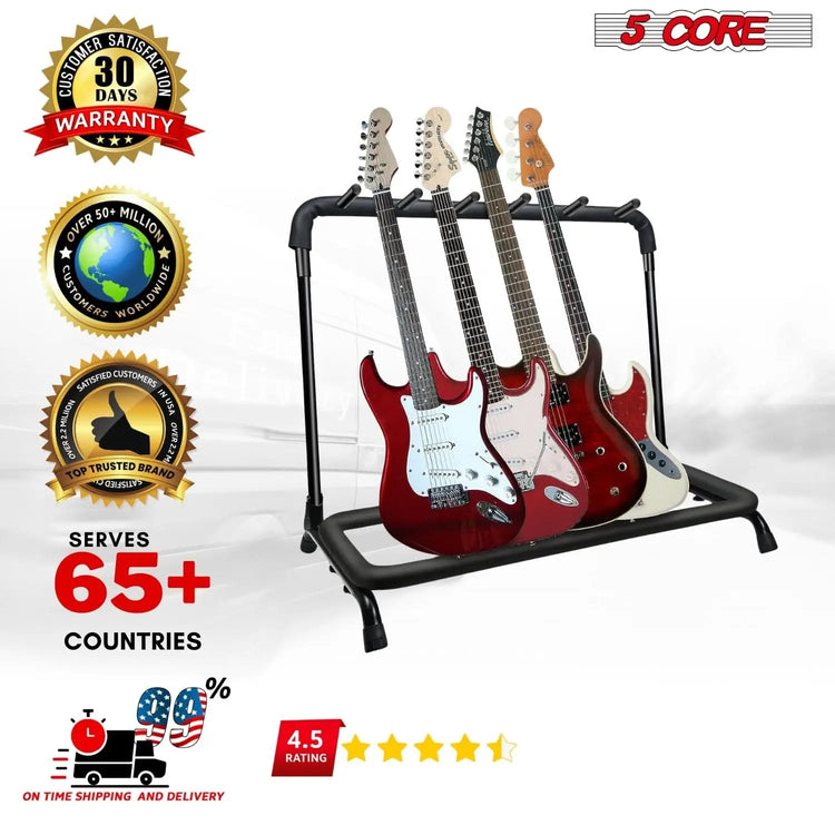 5 Core Multi Guitar Rack Stand Floor 5 Slot Adjustable Flying V Guitars Holder - HONORABLE VETERANS SOLUTIONS