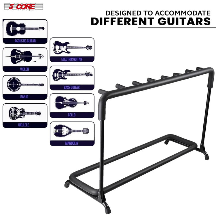 5 Core Multi Guitar Rack Stand Floor 7 Slot Adjustable Flying V Guitars Holder - HONORABLE VETERANS SOLUTIONS