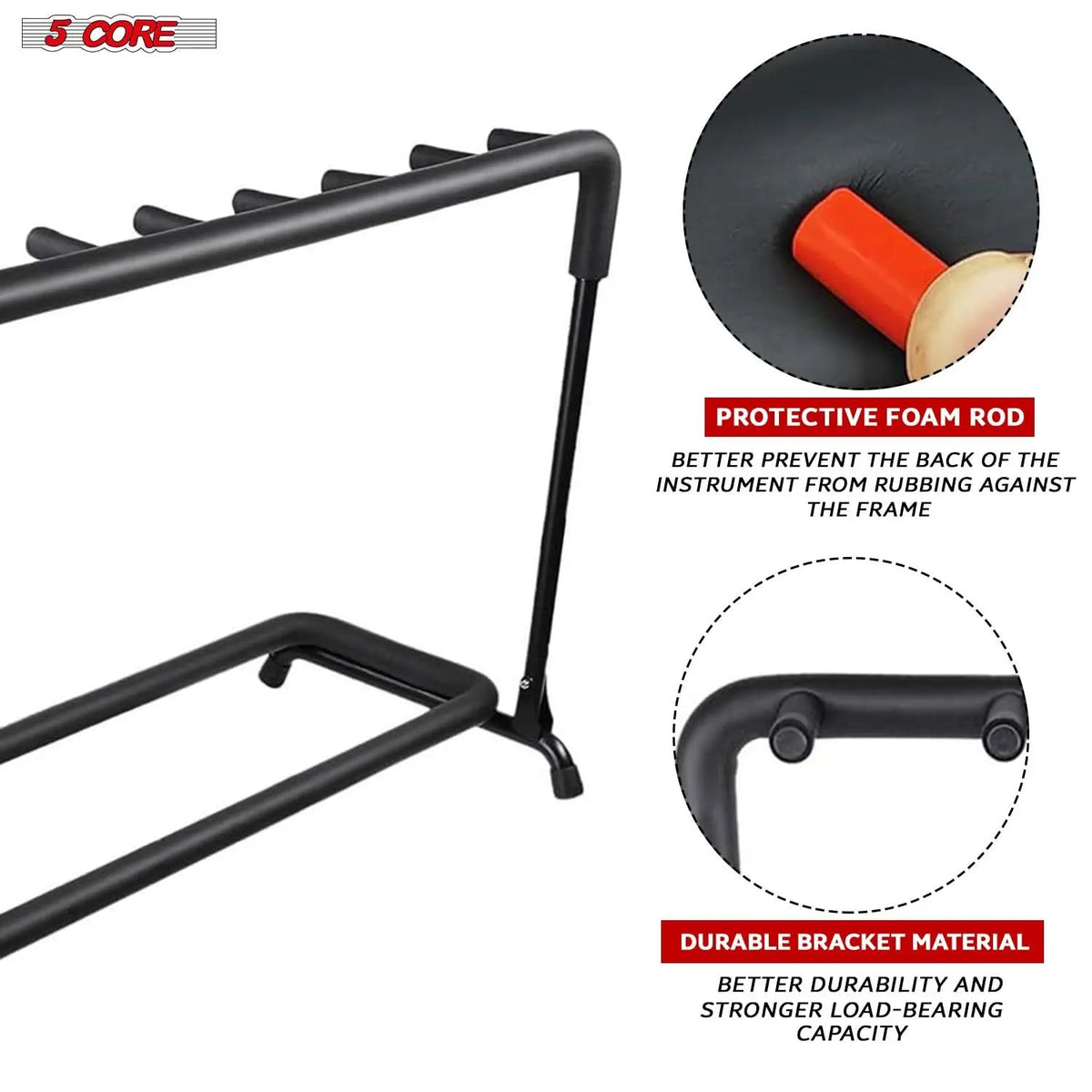5 Core Multi Guitar Rack Stand Floor 7 Slot Adjustable Flying V Guitars Holder - HONORABLE VETERANS SOLUTIONS