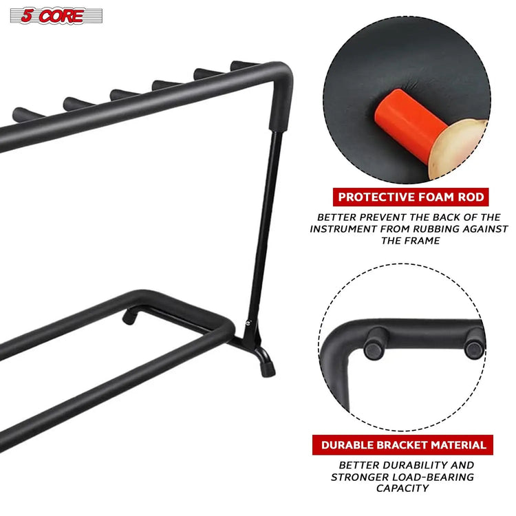5 Core Multi Guitar Rack Stand Floor 7 Slot Adjustable Flying V Guitars Holder - HONORABLE VETERANS SOLUTIONS