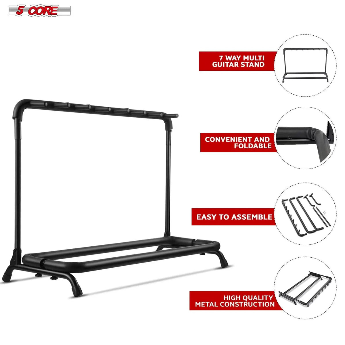 5 Core Multi Guitar Rack Stand Floor 7 Slot Adjustable Flying V Guitars Holder - HONORABLE VETERANS SOLUTIONS