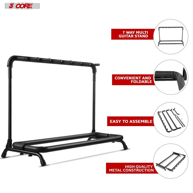 5 Core Multi Guitar Rack Stand Floor 7 Slot Adjustable Flying V Guitars Holder - HONORABLE VETERANS SOLUTIONS