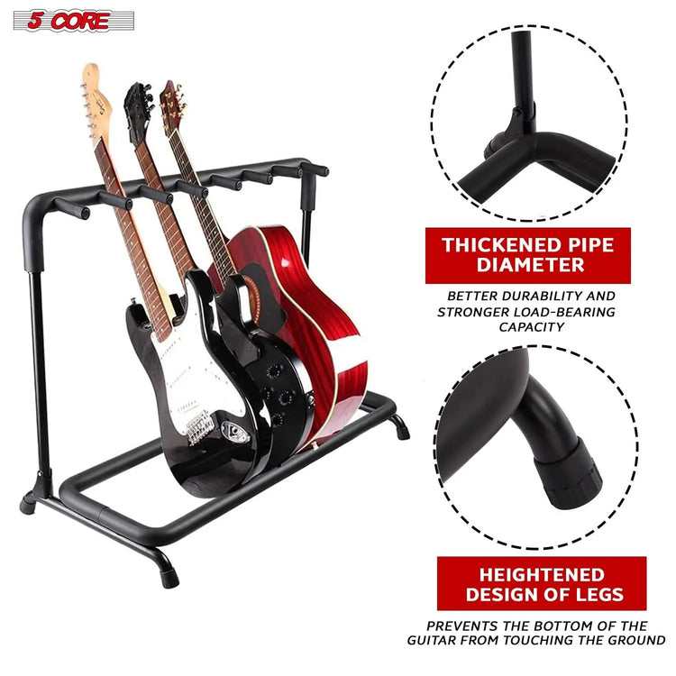 5 Core Multi Guitar Rack Stand Floor 7 Slot Adjustable Flying V Guitars Holder - HONORABLE VETERANS SOLUTIONS