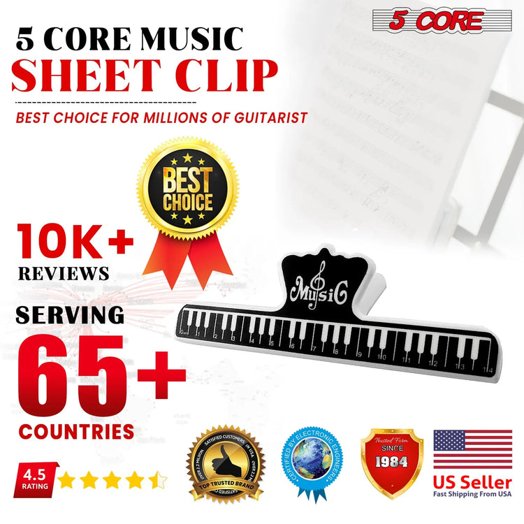 5 Core Music Sheet Holder Clip Durable Black Plastic Page Holder for Piano Keyboard Violin - HONORABLE VETERANS SOLUTIONS