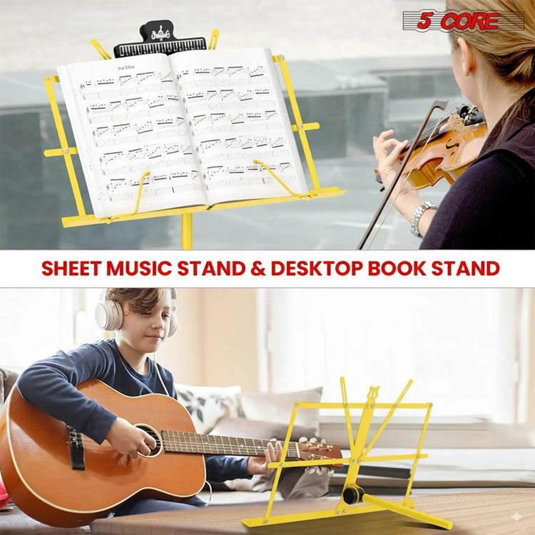 5 Core Music Stand Adjustable 52" Desktop Book Stands Sheet Holder All Metal Portable Bookstand - HONORABLE VETERANS SOLUTIONS