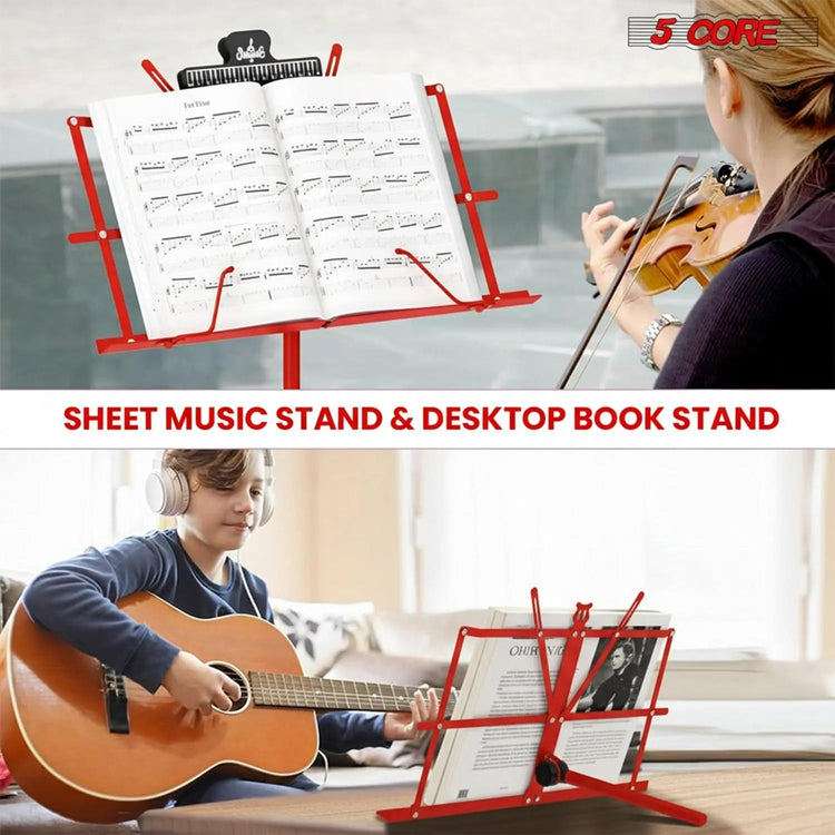 5 Core Music Stand Adjustable 52" Desktop Book Stands Sheet Holder All Metal Portable Bookstand - HONORABLE VETERANS SOLUTIONS