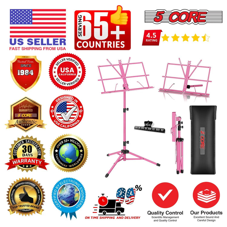 5 Core Music Stand Adjustable 52" Desktop Book Stands Sheet Holder All Metal Portable Bookstand - HONORABLE VETERANS SOLUTIONS