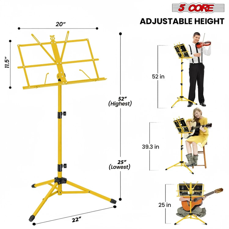 5 Core Music Stand Adjustable 52" Desktop Book Stands Sheet Holder All Metal Portable Bookstand - HONORABLE VETERANS SOLUTIONS